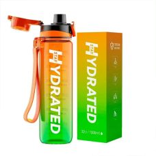 Пляшка для води Hydrated Water Bottle Tritan 1000 мл Оранжево-Зелений