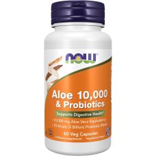Алое віра 10000 та пробіотики NOW Aloe Vera10000 and Probiotics 60 vcaps