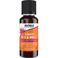 Вітамін D3 з вітаміном К2 NOW Liquid Vitamin D3 2500 IU та MK-7 100 mcg 30 мл