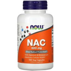 Антиоксидант ацетилцистеїн з селеном та молібденом NOW NAC with selenium and molybdenum 600 mg 100 vcaps
