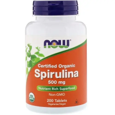 Спіруліна NOW Spirulina Certified Organic 500 mg 200 tab
