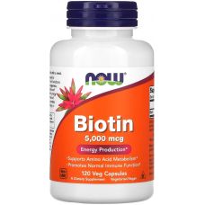 Біотин NOW Foods Biotin 5000 mcg 120 веганських капсул