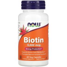 Біотин NOW Foods Biotin 5000 mcg 60 веганських капсул