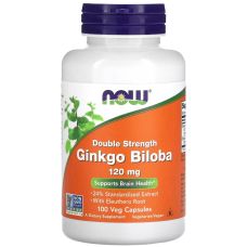 Гінкго Білоба подвійний сили дії NOW Foods Ginkgo Biloba 120 мг 100 веганських капсул