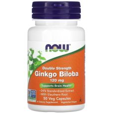 Гинкго Билоба двойной силы действия NOW Foods Ginkgo Biloba 120 мг 50 веганских капсул