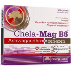 Магній В6 з ашвагандою та женьшенем Olimp Chela Mag B6 Ashwagandha + ginseng 30 капс