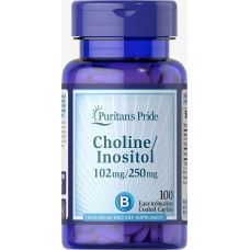 Холин и Инозитол Puritans Pride Choline Bitartrate Inositol 102 mg / 250 mg 100 caplets