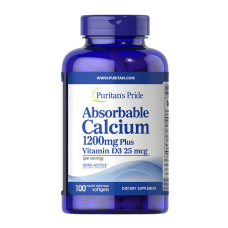 Кальцій Puritans Pride Absorbable Calcium 1200 mg Plus Vitamin D3 25 mcg 100 софтгелей