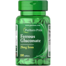 Мікроелемент Залізо Puritans Pride Ferrous Gluconate 28 мг Iron 100 таб