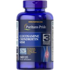 Хондропротектор Puritans Pride Glucosamine Chondroitin MSM 3 Per Day Formula 240 Caplets