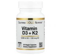 California Gold Nutrition Vitamin D3 + K2 MK-7 60 вег капс