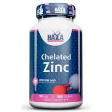 Цинк хелат бісгліцинат Haya Labs Chelated Zinc Bisglycinate 30 мг 100 таб