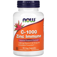 Вітамін С із Цинком NOW Foods C-1000 ZINC IMMUNE 90 вег капс