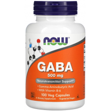 Габа Гамма-аміномасляна кислота з Вітаміном В6 NOW Foods Gaba 500 мг 100 вег капс