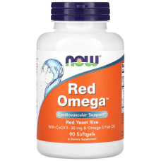 Красный дрожжевой рис и Омега-3 NOW Foods Red Omega Fish Oil 90 софтгель