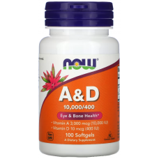 Вітамін А та Д3 NOW Foods Vitamin A+D 10000 400 МО 100 софтгель