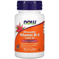Вітамін Д3 NOW Foods Vitamin D3 1000 МО 180 жувальних таб (Фруктовий смак)