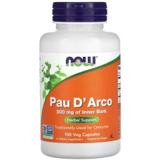 Кора мурашиного дерева Пау Дарко NOW Foods Pau D'Arco 500 мг 100 капсул