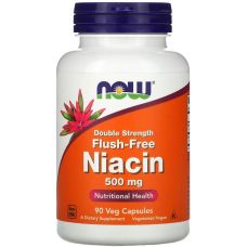 Ниацин двойной дозировки без покраснения кожи NOW FOODS  Niacin Flush Free 500 мг 90 вег капс