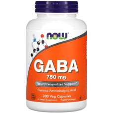 Амінокислота ГАБА (ГАМК) NOW FOODS Gaba 750 мг 200 вег капс