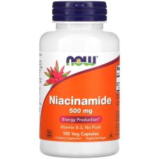 Никотинамид Витамин B3 (Ниацинамид) NOW FOODS Niacinamide 500 мг 100 вег капс