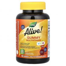 Комплекс вітамінів та мінералів для дітей від 2 років Natures Way Alive! Kids Gummy Multivitamin 60 жувальних таб зі смаком Вишня Апельсин Виноград
