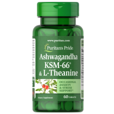 Ашваганда та L-теанін Puritans Pride Ashwagandha KSM-66 та L-Theanine 60 таб