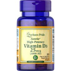 Вітамін D3 холекальциферол Puritans Pride Vitamin D3 1000 МО 30 софтгель