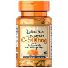 Вітамін С, Цитрусові біофлавоноїди та Шипшина Puritans Pride Vitamin C 500 mg з Rose Hips Timed Release 100 caplets