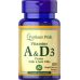 Витамин А и Д3 Puritans Pride Vitamins A and D3 From Fish Liver Oils 100 софтгель