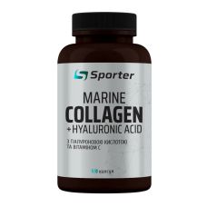 Морський колаген з гіалуроновою кислотою Sporter Marine Collagen Hydrolyzed + Hyaluronic Acid 120 капс