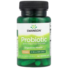 Пробиотик с пищеварительными ферментами Swanson Probiotic with Digestive Enzymes 5 Billion CFU 60 вег капс