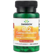 Вітамін B12 Ціанокобаламін Swanson Vitamin B12 Cyanocobalamin 500 мкг 100 капс