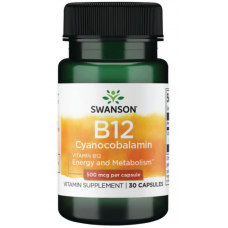 Вітамін B12 Ціанокобаламін Swanson Vitamin B12 Cyanocobalamin 500 мкг 30 капс