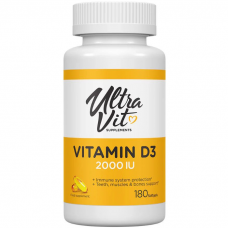 Вітамін Д3 (холекальциферол) UltraVit Vitamin D3 2000 ME 180 софтгель