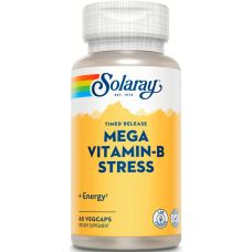 Мега-витамин B для снятия стресса Solaray Mega Vitamin B-Stress, Timed-R 60 веганских капсул