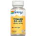 Витамин Д3+К2 (MK-7) Solaray Vitamin D3+K2 (MK-7) 5000ME|50мкг 120 веганских капсул