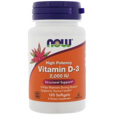 Вітамін Д3 50 мкг NOW Foods Vitamin D3 2000 МО 120 softgels
