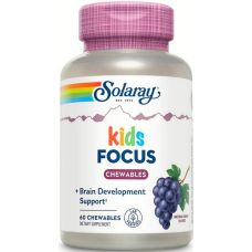 Комплекс для покращення концентрації та розвитку мозку дітей Solaray Kids Focus 60 жувальних таблеток зі смаком винограду
